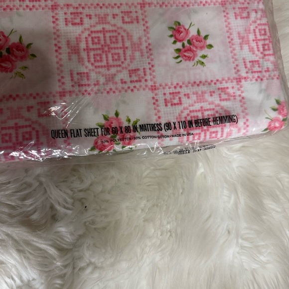 Vintage Cannon Royal Family Queen sheet set New Pink and white floral print - Picture 7 of 14